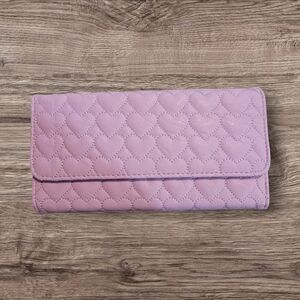 Ampere Creations Stitched Quilted Hearts Design Wallet Pink Color New
